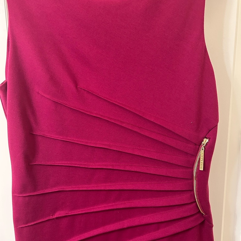 Ivanka Trump Hot Pink Ruched Sheath Mini Dress - Picture 2 of 5